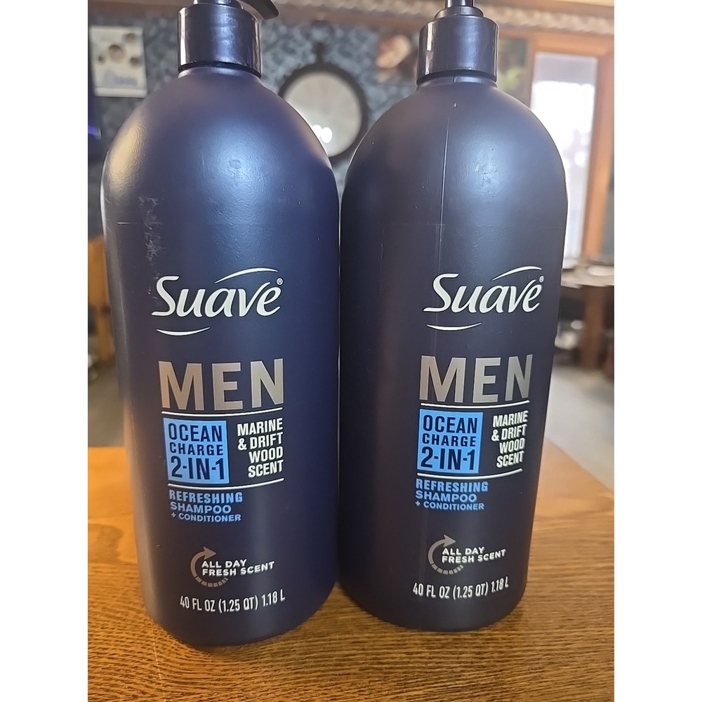 Suave Mens 2 In 1 Shampoo And Conditioner Ocean Charge 40oz Pump Bottle Lot Of 2